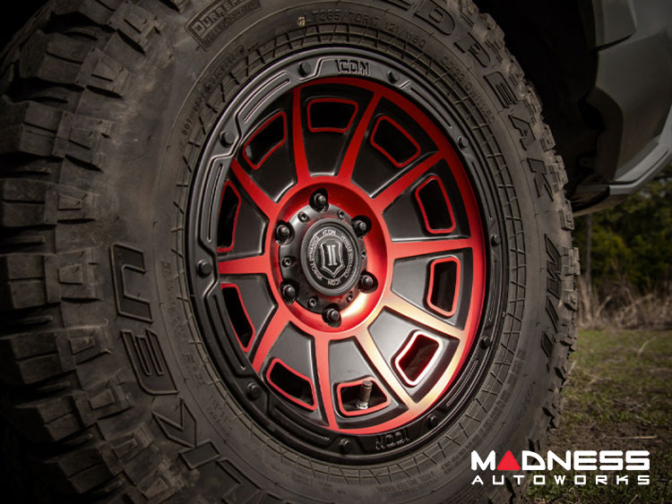 Ford Bronco Custom Wheels (1) - Victory - Satin Black w/ Red Tint - 17 X 8.5 / 6 x 5.5 / 0 / 4.75" - Icon 